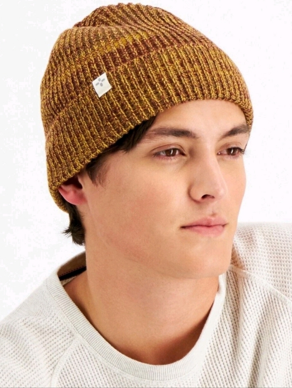 Men's Ribbed Beanie Knit Hat - Mustard Brown